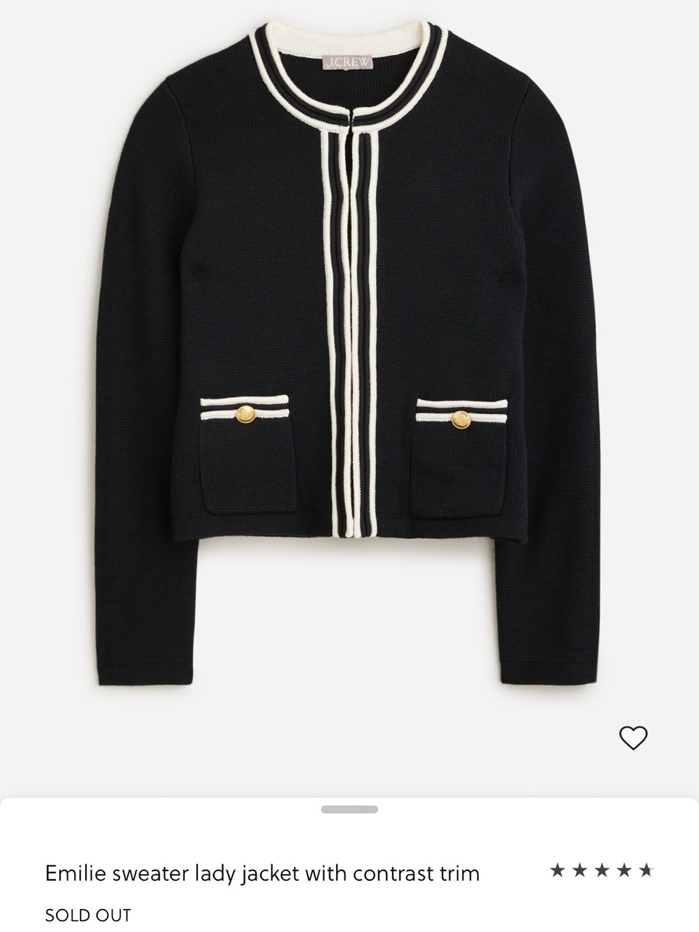 J. Crew Emilie Lady Jacket with Cream Trim